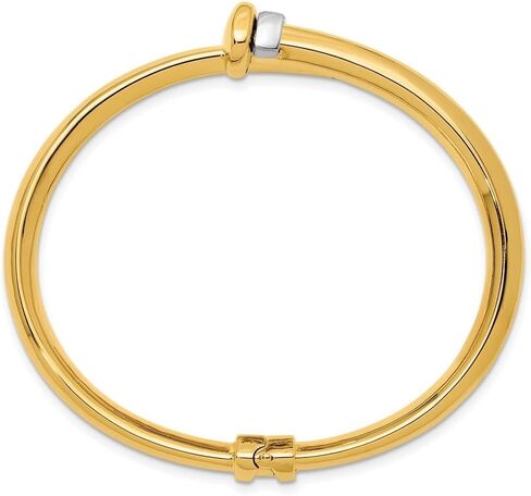 Diamond2Deal 18K Yellow Gold Two-tone Polished Bypass Hinged Bangle Bracelet in Saudi Arabia