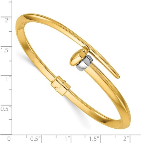 Diamond2Deal 18K Yellow Gold Two-tone Polished Bypass Hinged Bangle Bracelet in Saudi Arabia