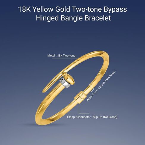 Diamond2Deal 18K Yellow Gold Two-tone Polished Bypass Hinged Bangle Bracelet in Saudi Arabia