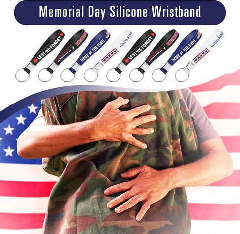 Cunno 100 Pcs Memorial Day Silicone Keychains Patriotic Veteran Gift Bulk Military Keychains Retirement Supplies American Flag Key Rings for Memorial Independence Day Army Fan Party Favor in Saudi Arabia