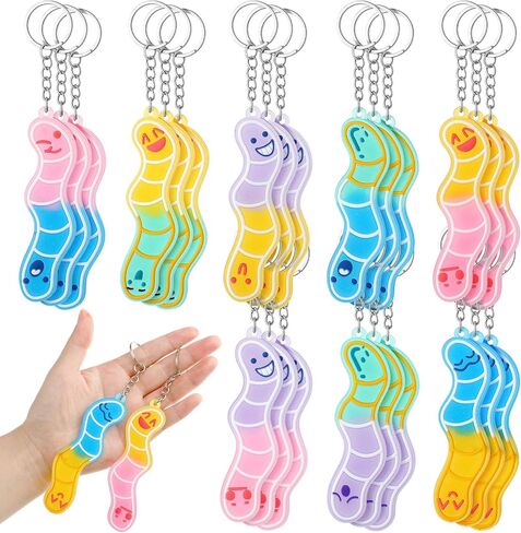 Sureio 24 Pcs Book Lover Gifts Book Worm Keychains Bulk Bookish Party Favors for Kids Reading Club Party Supplies Glitter Gummy Soft Silicone Reading Keychain for Readers Nerd Gifts in Saudi Arabia