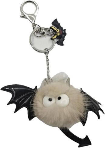 Furry Black Bat Keychain with Horns and Eyes in Saudi Arabia