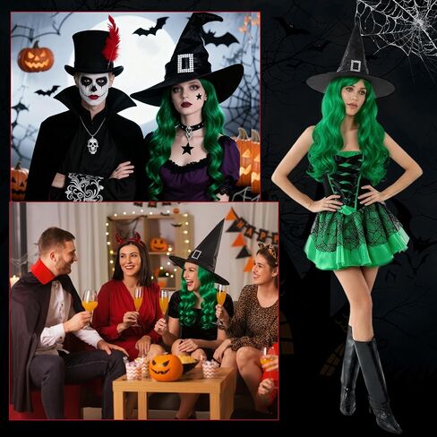 Witches Costume Women Witch Wigs Hat and Stockings Witch Outfit Halloween Costumes Women in Saudi Arabia
