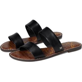 صندل نسائي مسطح من Sam Edelman، جلد أسود، عرض 8 in Kuwait