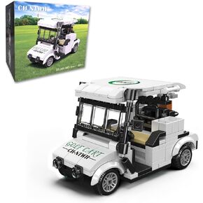 عربة جولف لألعاب مكعبات البناء مع علبة عرض أكريليك - هدية للاعبي الجولف، وديكورات حفلات الجولف، وديكور مكتب الجولف - اللون الأحمر in Kuwait