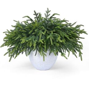 12 Pcs Realistic Christmas Pine Branches Artificial Lifelike Green Pine Stem - Real Touch for Vase DIY Crafts Flower Arrangement Home Indoor Christmas Decor(18 Inch) in Saudi Arabia