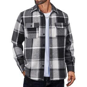 COOFANDY Mens Flannel Shirts Long Sleeve Plaid Shirt Jacket Button Down Shirt with Pockets in Kuwait