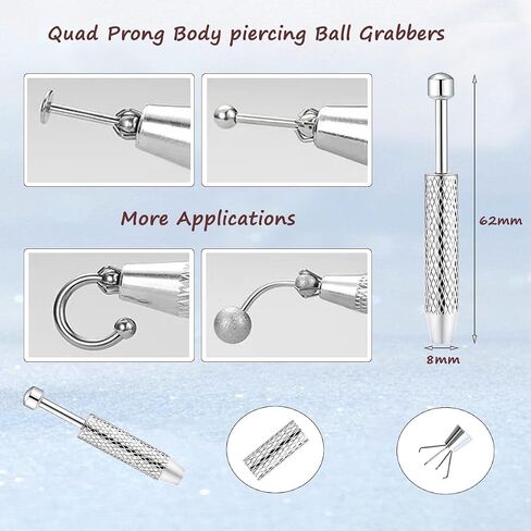 Professional Body Jewelry Insertion Taper Tool - 14G 16G 18G 20G Stainless Steel Flat Back Earrings Applicator, Threadless Insertion Pin & Threaded Ball Grabber Kit for Ear, Nose, Lip Piercing Jewel in Saudi Arabia
