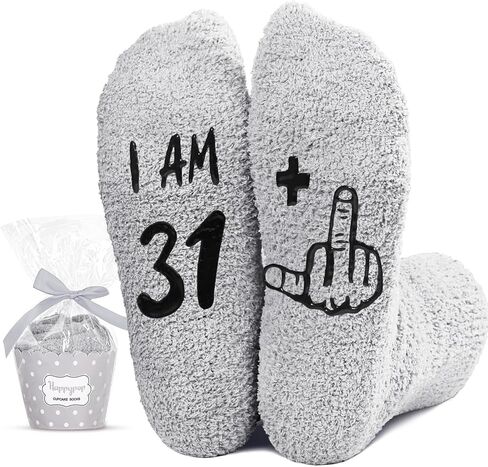 HAPPYPOP Birthday Gifts for Men - Fuzzy 31 32 33 34 35 Year Old Socks, Best Gifts for 35th Man Male Him in Saudi Arabia