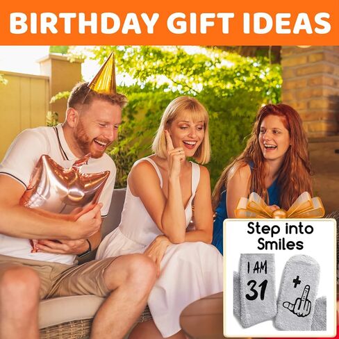 HAPPYPOP Birthday Gifts for Men - Fuzzy 31 32 33 34 35 Year Old Socks, Best Gifts for 35th Man Male Him in Saudi Arabia