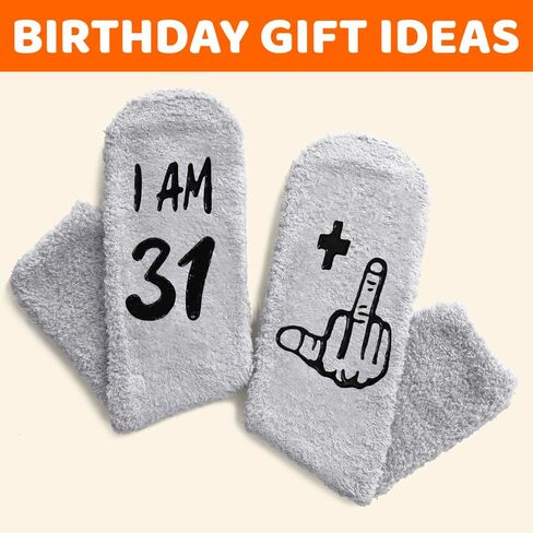 HAPPYPOP Birthday Gifts for Men - Fuzzy 31 32 33 34 35 Year Old Socks, Best Gifts for 35th Man Male Him in Saudi Arabia