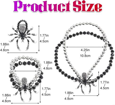 Gothic Choker Necklace Set Rhinestone Spider Necklaces Bracelet Rings Set Beads Halloween Necklace Jewelry Set for Women in Saudi Arabia