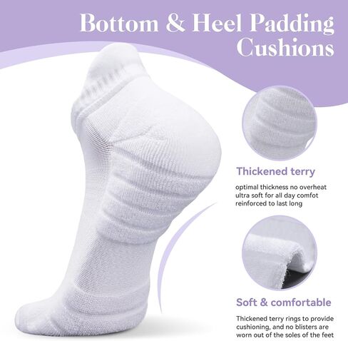 Ankle Socks for Women 6 Pairs - Athletic Anti-blister Thick Cushioned Low Cut Running Socks Womens in Saudi Arabia