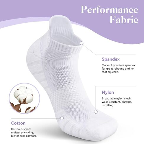 Ankle Socks for Women 6 Pairs - Athletic Anti-blister Thick Cushioned Low Cut Running Socks Womens in Saudi Arabia