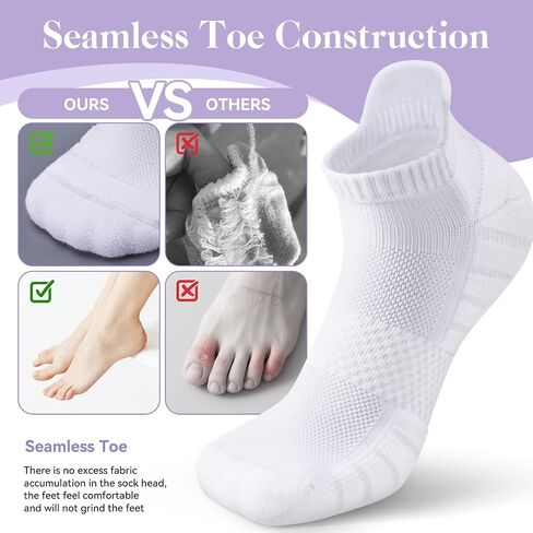 Ankle Socks for Women 6 Pairs - Athletic Anti-blister Thick Cushioned Low Cut Running Socks Womens in Saudi Arabia