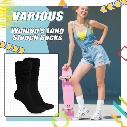 Neon Slouch Socks,80s 90s outfits for women Soft Extra Long Scrunch Knee High Leg Warmers, Perfect for Party in Kuwait