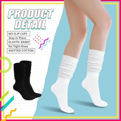 Neon Slouch Socks,80s 90s outfits for women Soft Extra Long Scrunch Knee High Leg Warmers, Perfect for Party in Kuwait