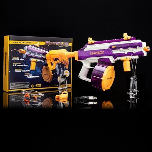 Sirius Gel Ball Blaster Gun 220 إطارًا في الثانية (حجم XL) ، بندقية حبة مياه كهربائية كاملة مع 1500 MAG ، بطارية 1800mAh قابلة للشحن ، لعبة الكرة الرش لمدة 14+ والبالغين (الأرجواني) in Kuwait