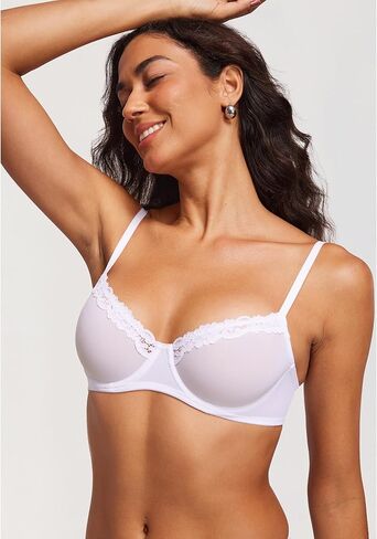 حمالة صدر DOBREVA نسائية شفافة شبكية مثيرة غير مبطنة من Demi Underwire حمالات صدر دانتيل مقاس كبير in Saudi Arabia