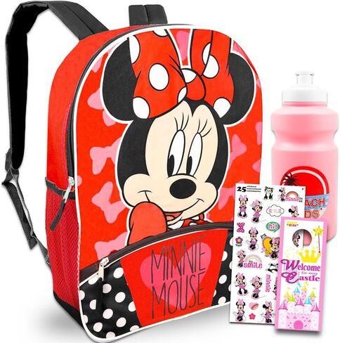 Disney Minnie Mouse Backpack for Girls - Bundle with 16" Backpack Plus Water Bottle, Stickers, More | Minnie Mouse School Bag for Girls, Kids in Saudi Arabia