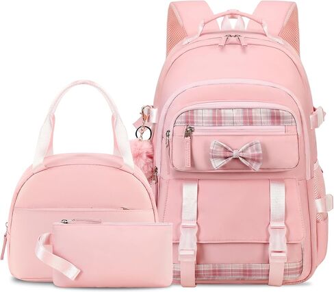 Hey Yoo Cute School Backpack for Girls Backpack for School Bag Bookbag Set with Lunch Box Teen Girl Backpacks for Girls Teens (Black) in Saudi Arabia