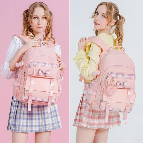 Hey Yoo Cute School Backpack for Girls Backpack for School Bag Bookbag Set with Lunch Box Teen Girl Backpacks for Girls Teens (Black) in Saudi Arabia