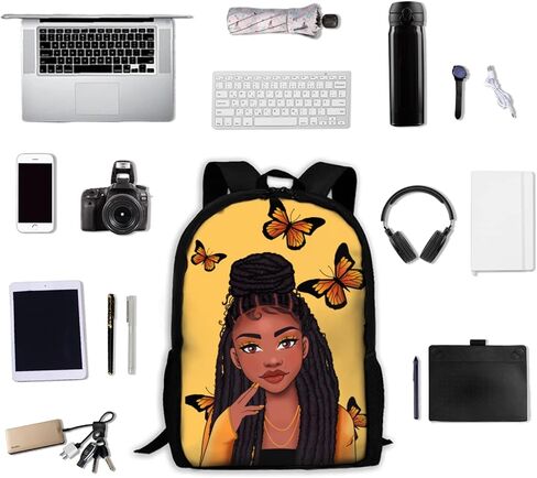African Book Bag Black Girl Backpack School Bookbag Laptop Backpack for Women Teen Girls College Student Travel, Gift for Daughter Granddaughter in Saudi Arabia