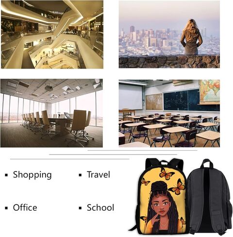 African Book Bag Black Girl Backpack School Bookbag Laptop Backpack for Women Teen Girls College Student Travel, Gift for Daughter Granddaughter in Saudi Arabia