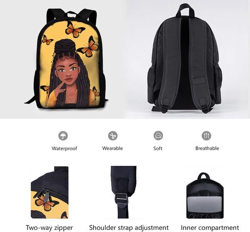 African Book Bag Black Girl Backpack School Bookbag Laptop Backpack for Women Teen Girls College Student Travel, Gift for Daughter Granddaughter in Saudi Arabia