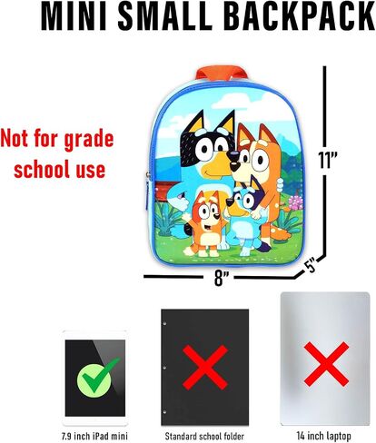 Bluey Mini Backpack for Kids - Bundle with 11" Small Bag for Girls Plus Water Bottle, Stickers, More | Bluey Backpack Purse Set in Saudi Arabia