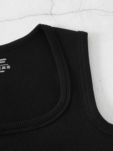 Womens Crop Tank Tops Basic Ribbed Sleeveless Square Neck Outdoor Vest Summer Exercise Yoga Ladies Gym Shirts in Saudi Arabia