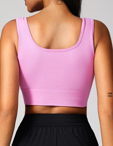 Women's Ribbed Wide Strap Crop Top Square Neck Slim Fit Sleeveless Tank Top for Casual and Workout Wear in Saudi Arabia