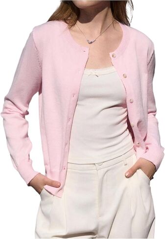 Verdusa Women's Button Down Short Cardigan Sweaters Elegant Lightweight Knit Outerwear in Saudi Arabia