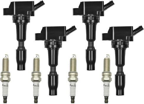 Set of 4 UF764 Ignition Coil with Spark Plugs Compatible with 2015-2019 Hyundai Sonata Hyundai Kia Optima Genesis G70 G80 G90 Kona N Santa Fe Sport Tucson 2.0L 5.0L 2.0L 2.4L Replace# 93175 in Saudi Arabia