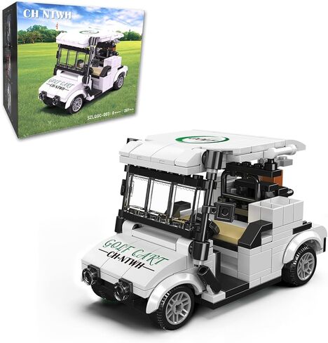 عربة جولف لألعاب مكعبات البناء مع علبة عرض أكريليك - هدية للاعبي الجولف، وديكورات حفلات الجولف، وديكور مكتب الجولف - اللون الأحمر in Kuwait