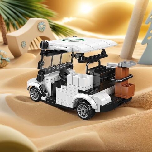 عربة جولف لألعاب مكعبات البناء مع علبة عرض أكريليك - هدية للاعبي الجولف، وديكورات حفلات الجولف، وديكور مكتب الجولف - اللون الأحمر in Kuwait