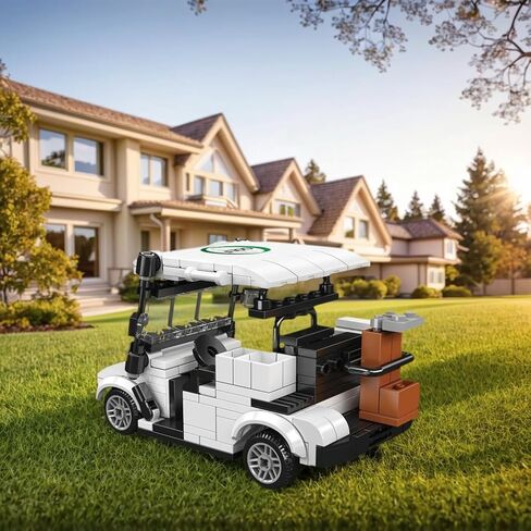 عربة جولف لألعاب مكعبات البناء مع علبة عرض أكريليك - هدية للاعبي الجولف، وديكورات حفلات الجولف، وديكور مكتب الجولف - اللون الأحمر in Kuwait