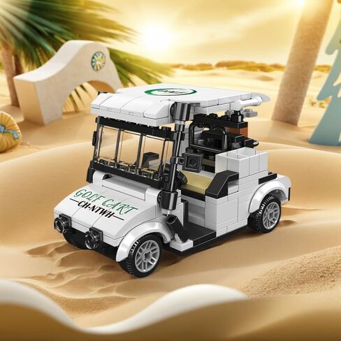 عربة جولف لألعاب مكعبات البناء مع علبة عرض أكريليك - هدية للاعبي الجولف، وديكورات حفلات الجولف، وديكور مكتب الجولف - اللون الأحمر in Kuwait