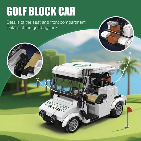 عربة جولف لألعاب مكعبات البناء مع علبة عرض أكريليك - هدية للاعبي الجولف، وديكورات حفلات الجولف، وديكور مكتب الجولف - اللون الأحمر in Kuwait