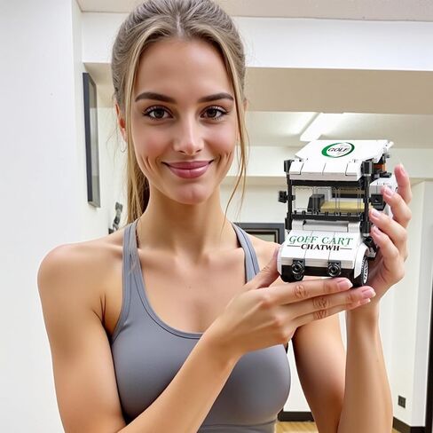 عربة جولف لألعاب مكعبات البناء مع علبة عرض أكريليك - هدية للاعبي الجولف، وديكورات حفلات الجولف، وديكور مكتب الجولف - اللون الأحمر in Kuwait