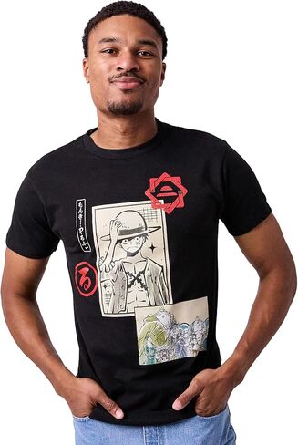 تي شيرت One Piece Manga Character Art للرجال ذو رقبة دائرية وأكمام قصيرة باللون الأسود in Saudi Arabia