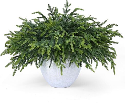 12 Pcs Realistic Christmas Pine Branches Artificial Lifelike Green Pine Stem - Real Touch for Vase DIY Crafts Flower Arrangement Home Indoor Christmas Decor(18 Inch) in Saudi Arabia