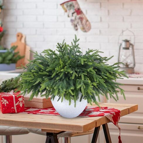 12 Pcs Realistic Christmas Pine Branches Artificial Lifelike Green Pine Stem - Real Touch for Vase DIY Crafts Flower Arrangement Home Indoor Christmas Decor(18 Inch) in Saudi Arabia