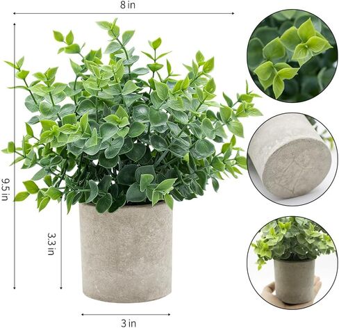 2 Pack Small Fake Plants Eucalyptus Potted Artificial Plants for Home Bathroom Farmhouse Room Coffee Table Decor（Green） in Saudi Arabia