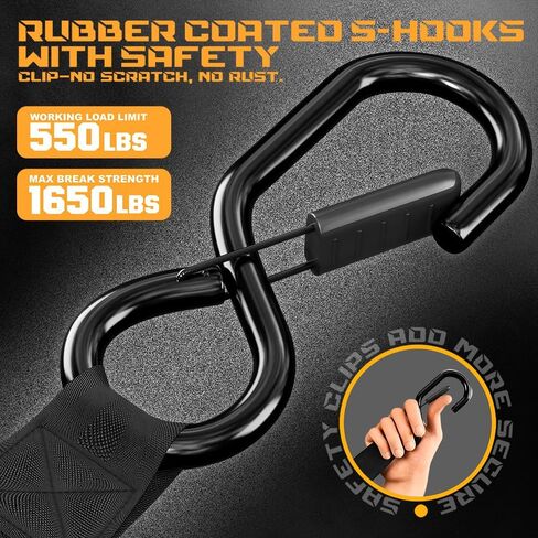 Retractable Ratchet Straps(4 PK)- 1 Inch x 10 Feet (1,650lb Break Strength)-Self Retracting Tie Down Straps for Motorcycle, ATV, Truck, Cargo, Appliance & More -Black + 4 PK Soft Loops in Saudi Arabia