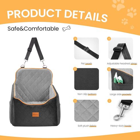HiPetpy Dog Car Seat 6" Elevated Memory Foam Booster Seat Pet Car Seat in Saudi Arabia