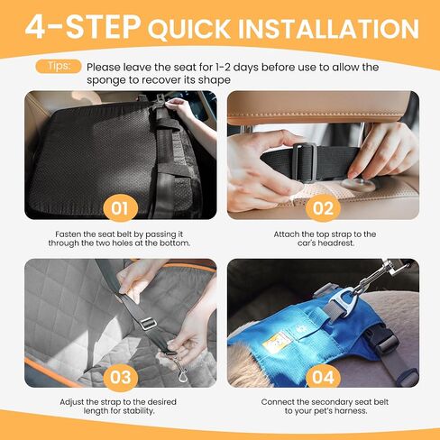 HiPetpy Dog Car Seat 6" Elevated Memory Foam Booster Seat Pet Car Seat in Saudi Arabia