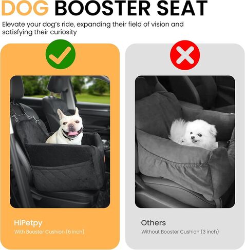 Dog Car Seat for Small Dog, Booster Seat for Dogs Under 30lb, Elevated Pet Seat with Pockets, Anti-Slip Bed for Car, Perfect for Front & Back Seats with Safety Leash (Black/Grey, Medium) in Saudi Arabia