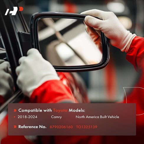 A-Premium Right Passenger Side Non-Heated Mirror Glass with Backing Plate Compatible with Toyota Camry 2018-2024 - Exterior Side View Convex Mirror in Saudi Arabia