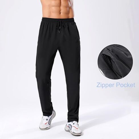 Men's Lightweight Athletic Pants, Quick-Dry and Comfortable Black in Saudi Arabia